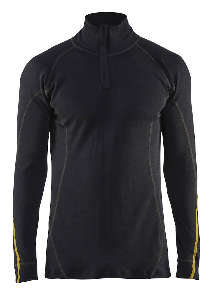 Flamskyddad underställströja half-zip, 78% merinoull